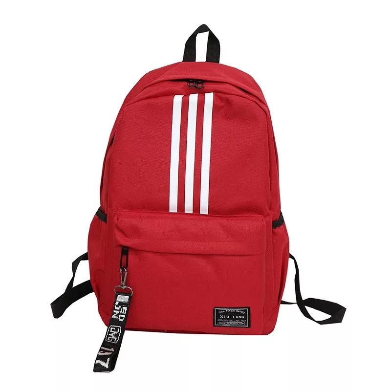 Adidas Fashion Wanita Ransel Garis Tiga untuk Gadis Perjalanan Kapasitas Tinggi Siswa Tas Pria Hitam Tas Laptop