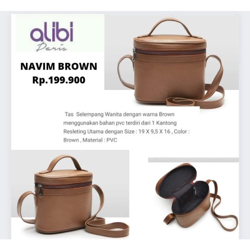 Tas Navim Brown Alibi Paris (Tas Selempang Wanita PROMO)