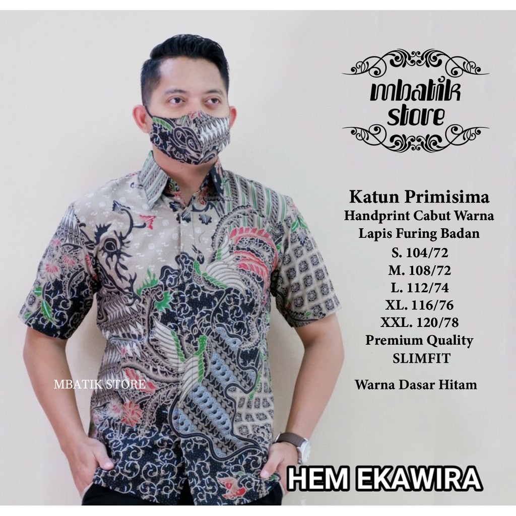 Ekawira Kemeja Batik Pria Panjang Full Furing by Mbatik Store