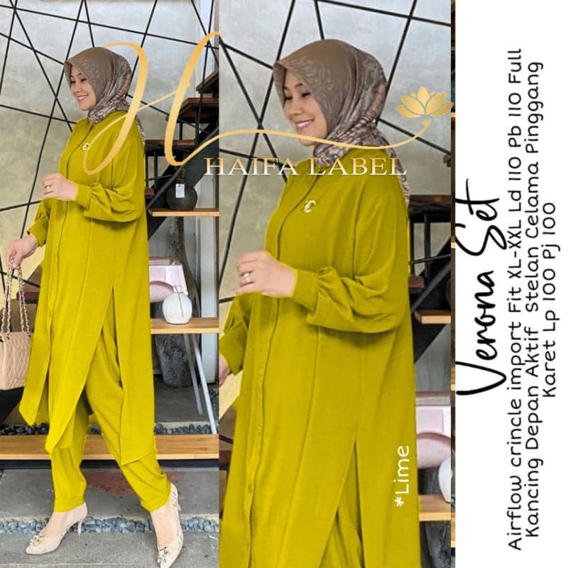 Nindy One Set ( top + pants ) Setelan Wanita Jumbo Big Size Bahan Rayon Cringcle Premium