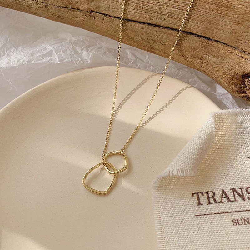 Simple Double Ring Pendant Design Necklace Female Clavicle Chain Necklace