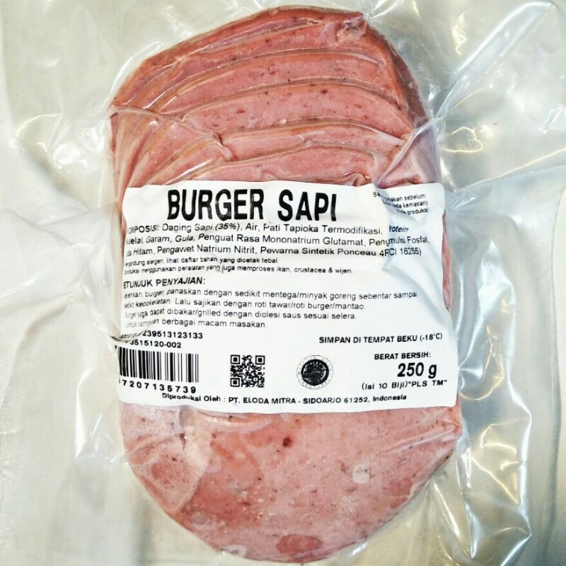 

Bernardi Daging Burger Sapi Polos TM 250gr isi 10