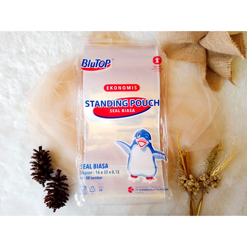 Standing Pouch 16x32 STP Single Seal / Kemasan Plastik Berdiri Klip Tebal Isi 50 - Seal Biasa