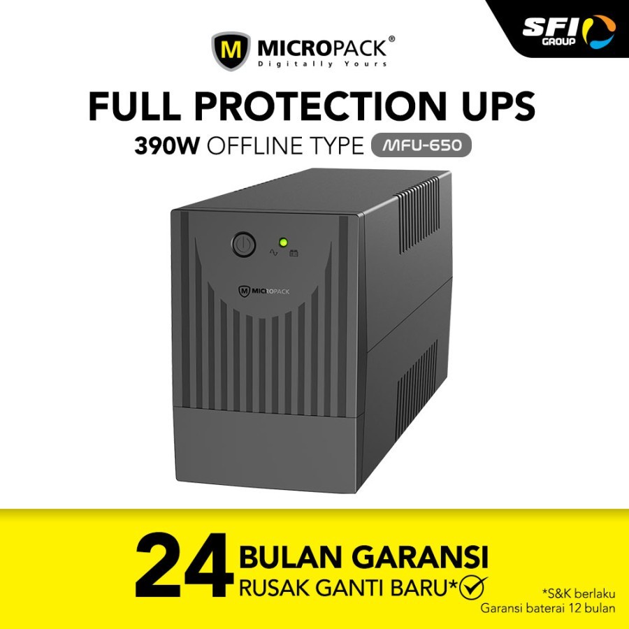 Micropack UPS Anti petir 650VA / 390WATT Battery 7Ah (MFU-650 VA)