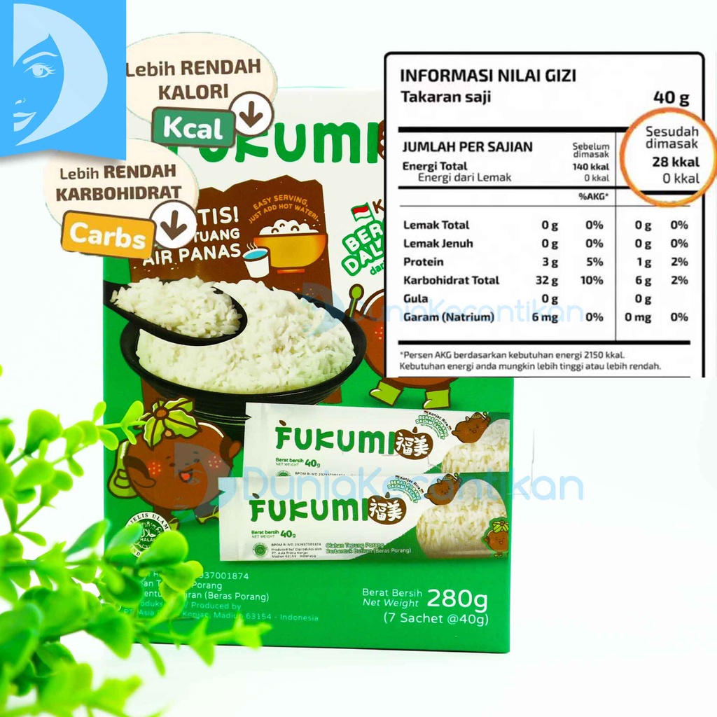 Fukumi Beras Porang Box Sachet Nasi instan Siap Saji Instant Rice Konjac Rice Nasi Diet Instan Beras Shirataki