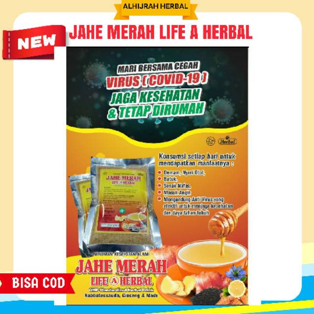 

Jahe Merah Life A Herbal / Jahe Merah Instan / Minuman Penghangat Tubuh / Jahe Merah Instan / Bubuk