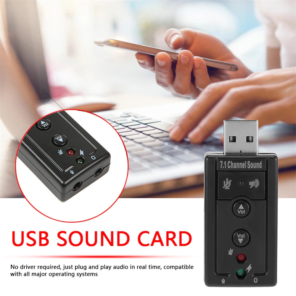 Sound Card Adapter USB 7.1Channel External 7.1 Channel Soundcard Audio