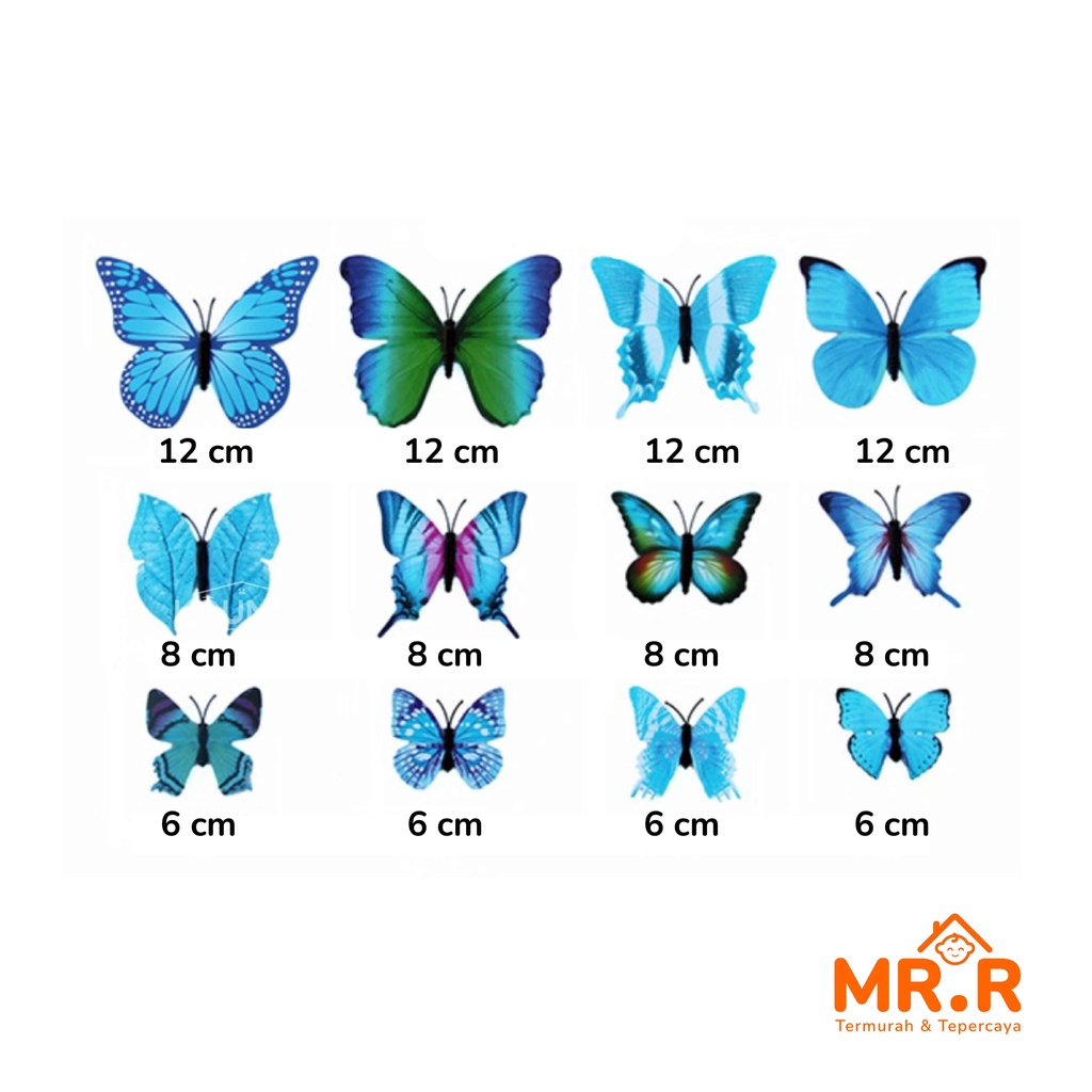 Stiker dan Magnet Tempelan Kulkas Dekorasi Dinding Tembok Motif Kupu Kupu 3D Wall Sticker Butterfly