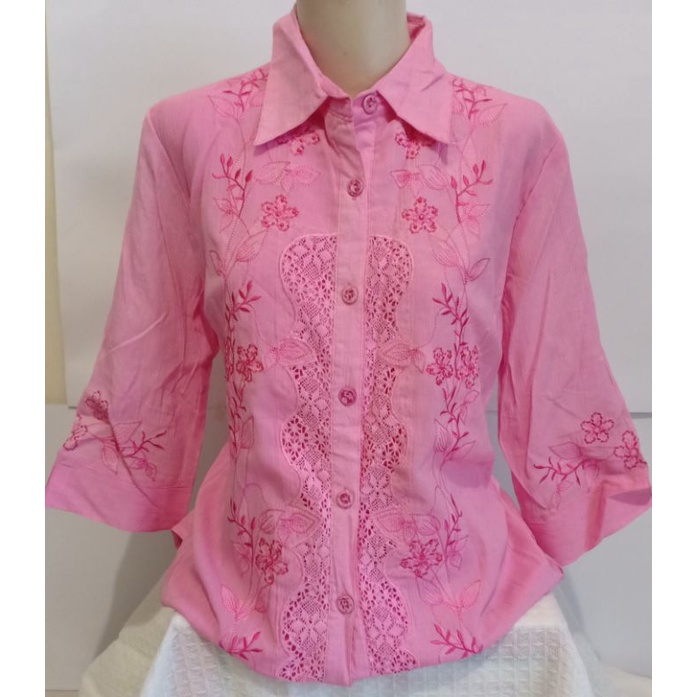 KEMEJA ATASAN WANITA TANGAN 3/4, APLIKASI BORDIR, RENDA, PAYET  CANTIK