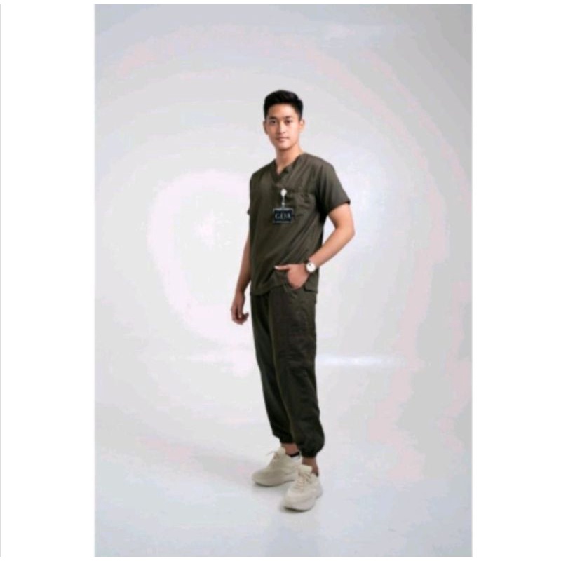 Baju OK JOGER / SET BAJU CELANA TOPI /baju jaga / baju oka / baju ok lengan pendek perawat / dokter