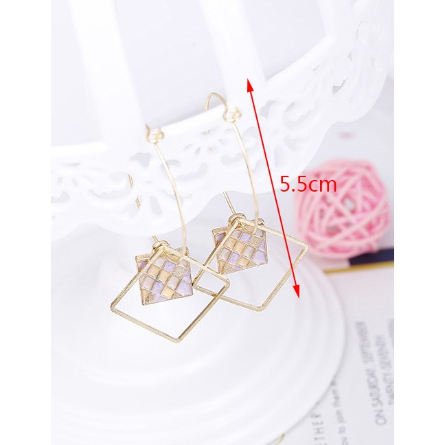 LRC Anting Hoops Elegant Square Shape Decorated E2554X