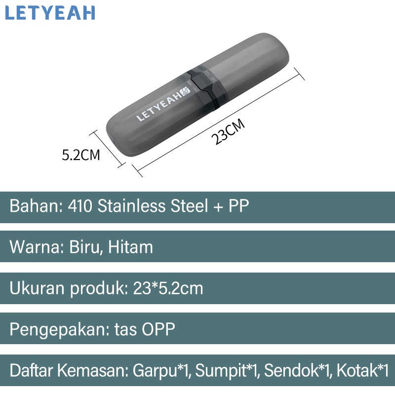 letyeah 3 pcs Sendok garpu set / Cutlery Set Stainless / Peralatan makan set portabel