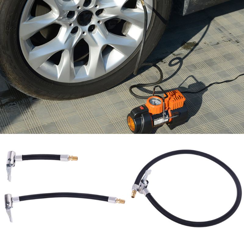 Gro Tire Locking Air Chuck with Air Hose &amp; Standard Tire for Valve Adaptor Selang Pengisi Angin Drat Halus Untuk Twist On Co