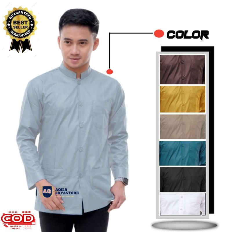 Baju Koko Pria Lengan Panjang | Baju Koko Polos Haibah | Baju Koko Hadroh Polos | Baju Koko Kattun