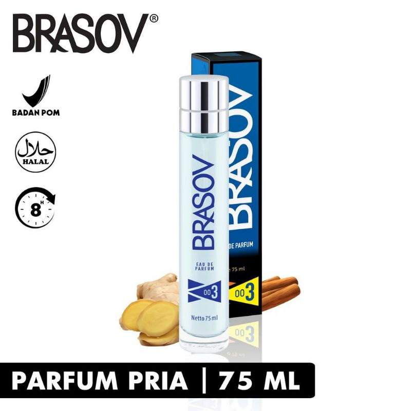 Brasov Parfum Pria 75 ML Eau De Parfum HALAL Perfume Spray Lelaki EDP