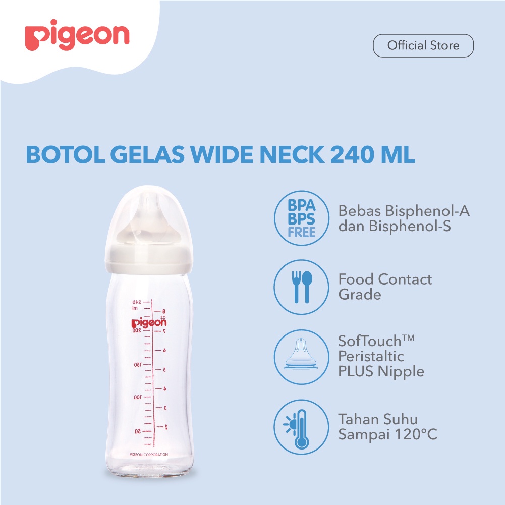 Pigeon Botol Susu Kaca Wide Neck - 240ml