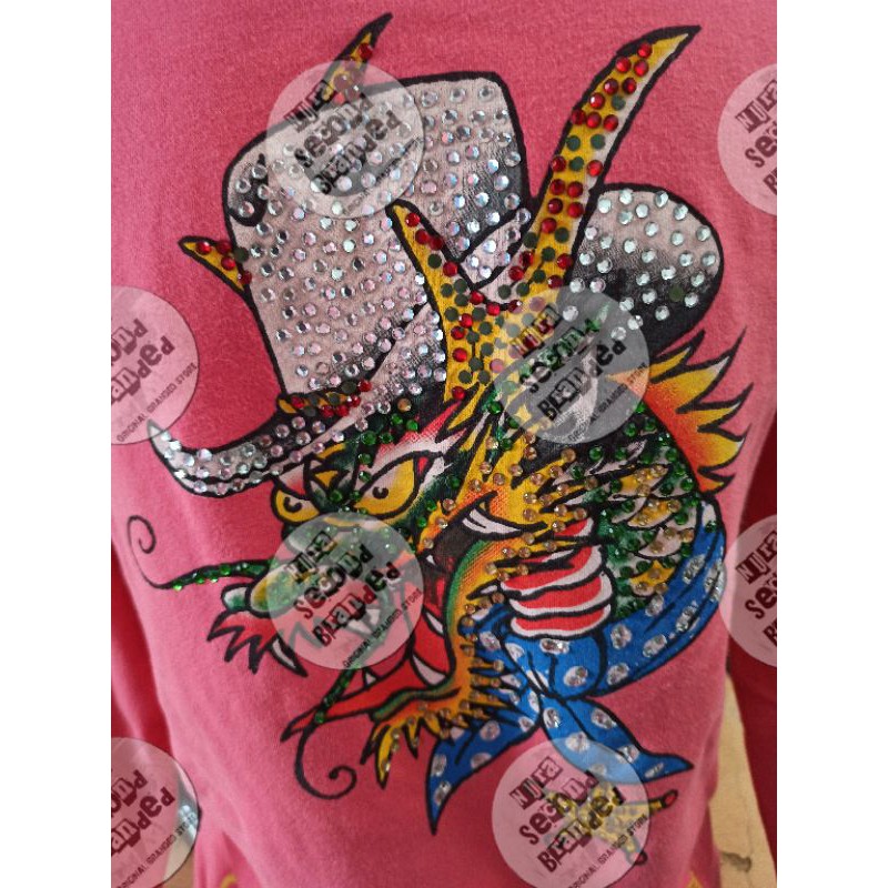 Baju Jaket ziphoodie ed hardy warna peach