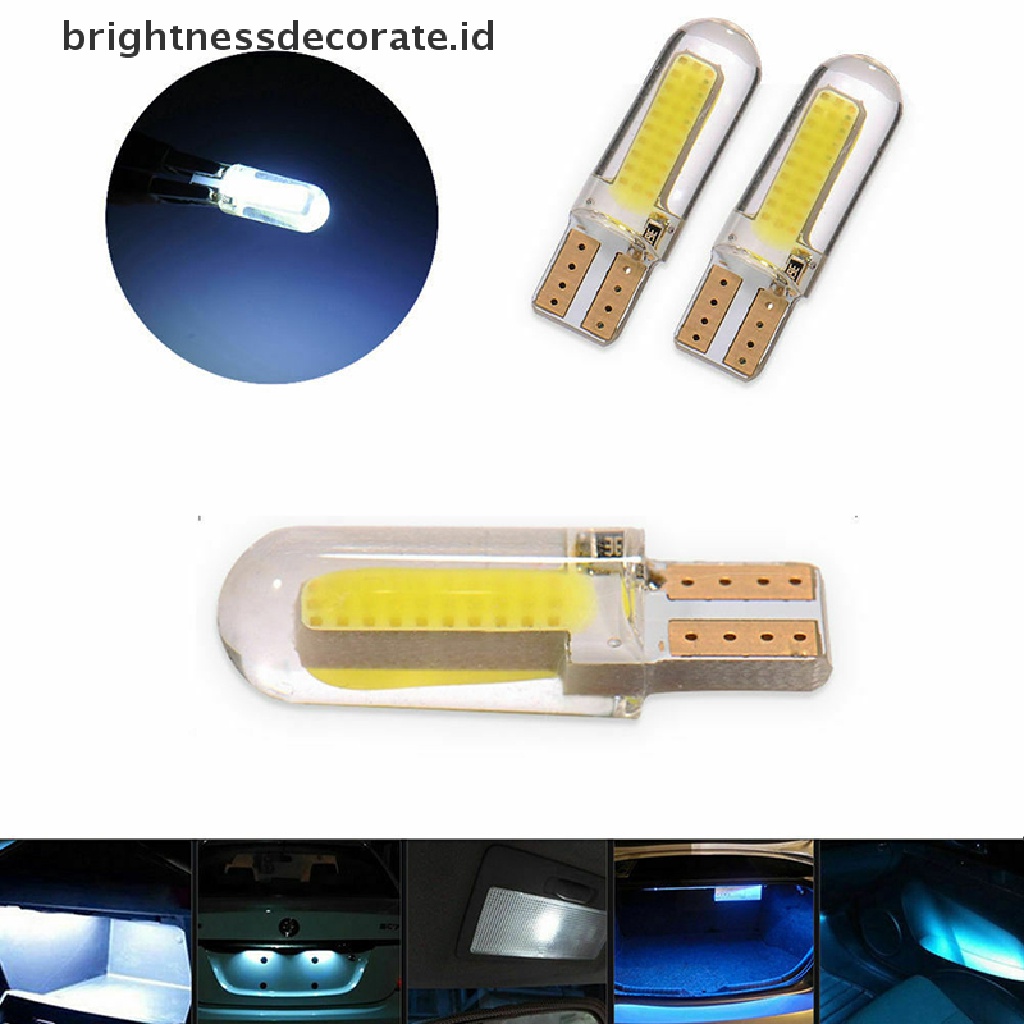 10pcs Lampu Led T10 194 168 W5W 8smd Canbus Silica Gel Warna Putih Untuk Plat Nomor Mobil