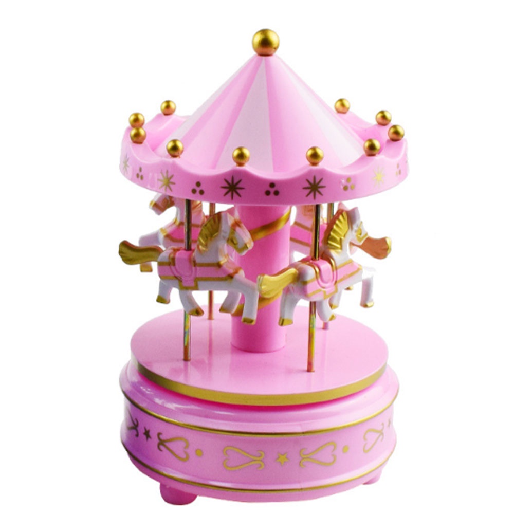 Kotak Musik Music Box Carousel Kado Gift Unik Ulang Tahun Anak - Pink