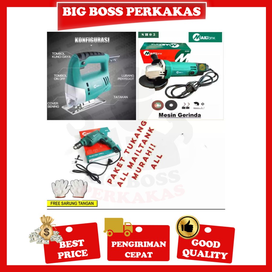 PAKET TUKANG KAYU GERINDA MAILTANK/JIGSAW MAILTANK/BOR 10MM MAILTANK