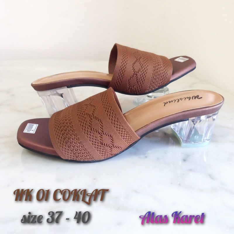 WEDGES SENDAL HAK KACA RAJUT TERLARIS | SENDAL PESTA KONDANGAN HELLS