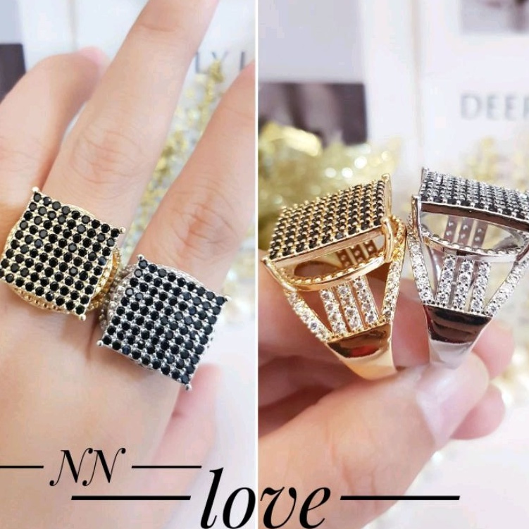 cincin xuping mata hitam mewah gold putih 7495