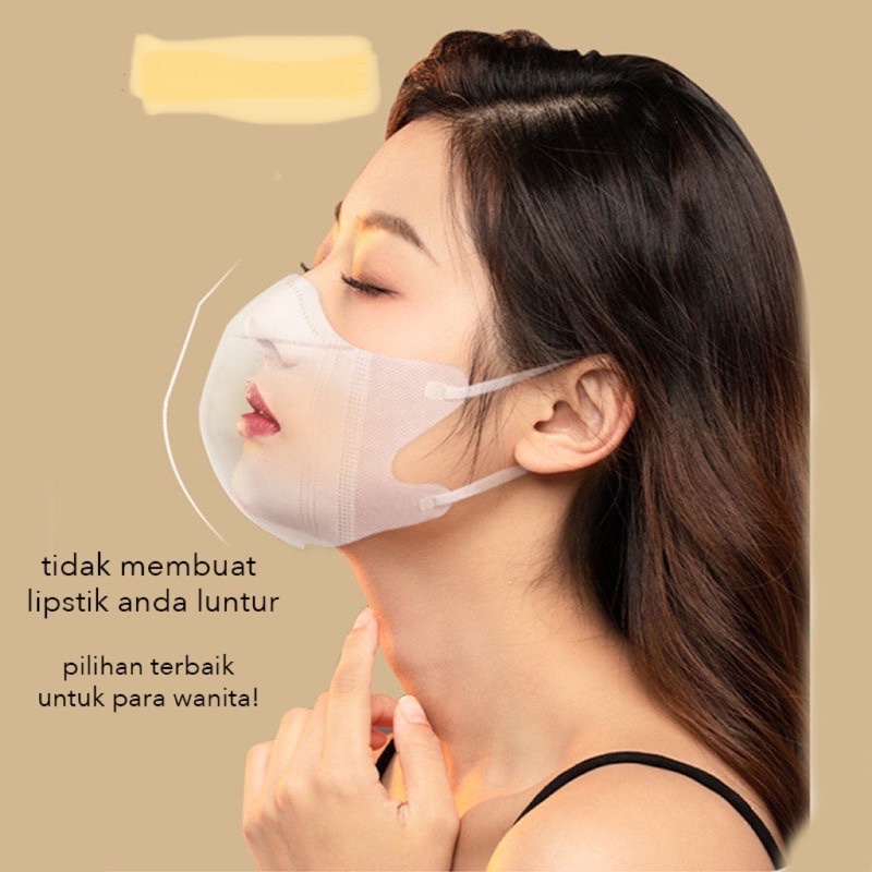 Masker Duckbill 3Ply FaceMask Premium Mask Putih Garis seperti Sensi/Masker Duckbill Y&amp;B Care (50pcs)