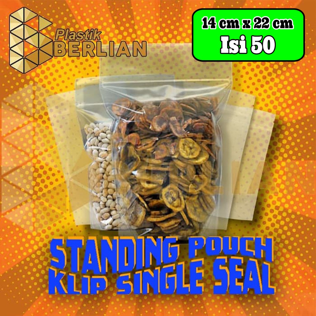 Plastik Klip Kemasan Berdiri Standing Pouch Snack 14 x 22 cm Single