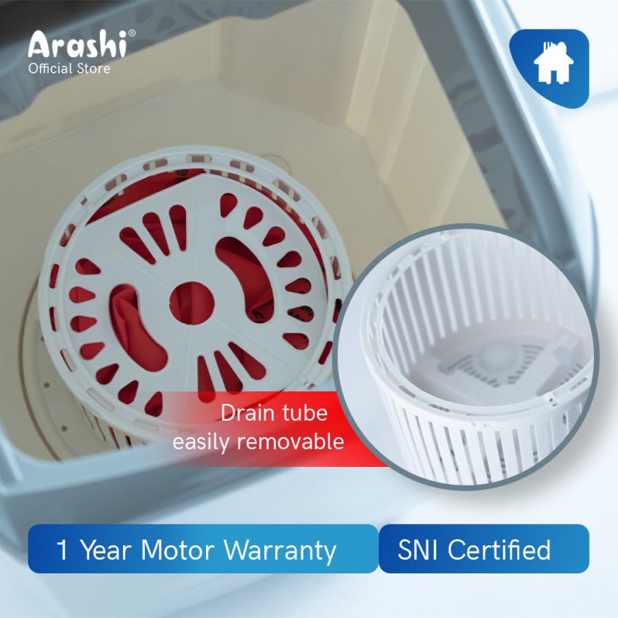 ARASHI Mesin Cuci Laundry Portable 4,5 Kg AWM 451 A - Garansi Resmi 1 Tahun