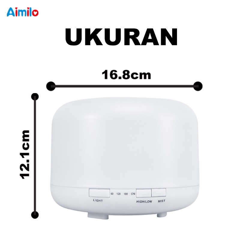 (Aimilo) Humidifier Diffuser Air Purifier Aromaterapi Essential oil Difuser Ruangan 500ml +Remote-500ml