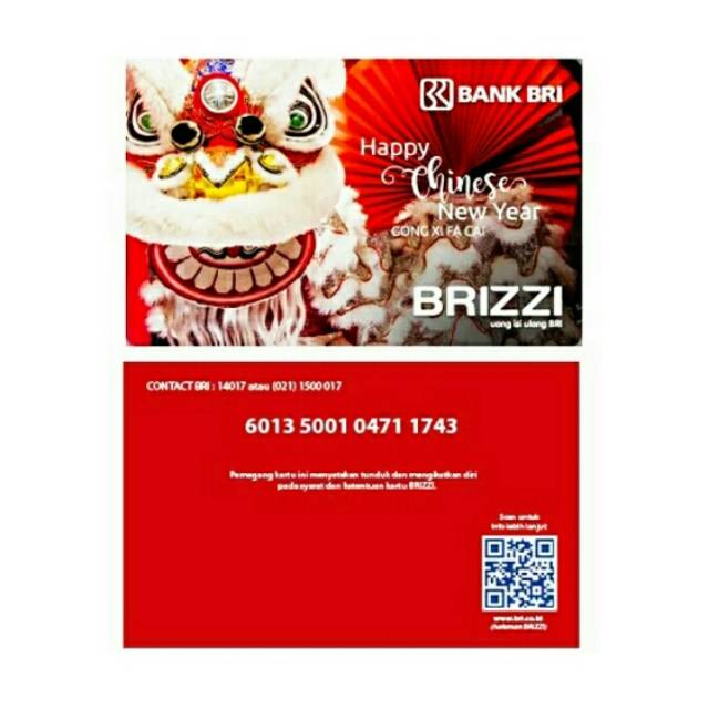 BRIZZI BRI edisi Chinese New Year (Barongsai) /Like eMoney eTOLL Tapcash or Flazz