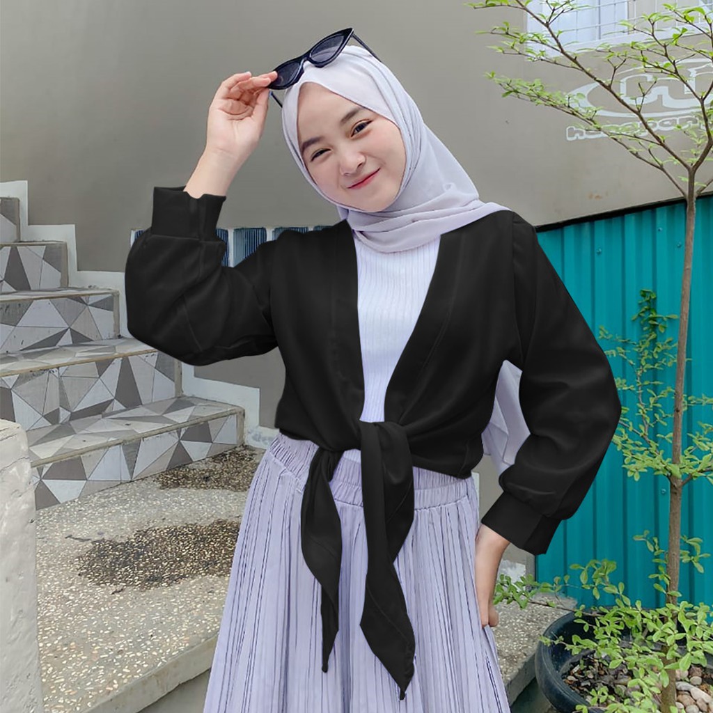 Vallina Outfit - Outerwear Muslimah Wanita / Ribon Outer Cardigan