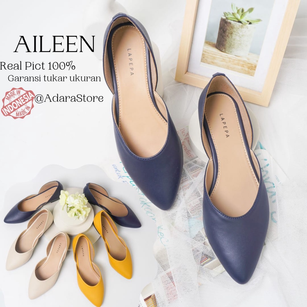 Adarastore - Lapepa AILEEN Sepatu Flat Wanita Casual Sepatu Kerja Ballerina Cewek Flatshoes Lancip Kekinian
