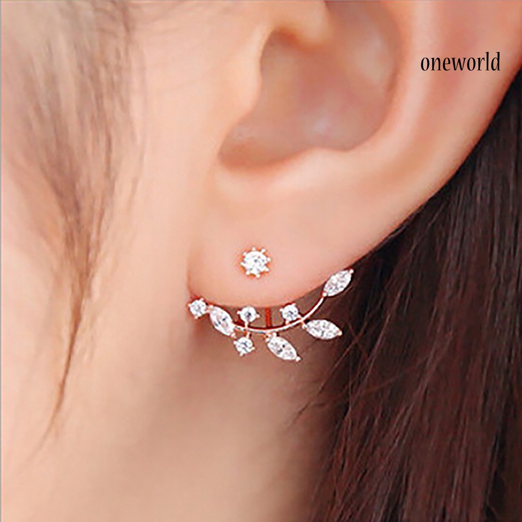 OW@ 1 Pair Women Earrings Attractive Jewelry Gift Mini Women Rhinestone Ear Studs for Wedding