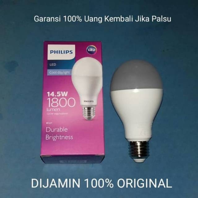 Lampu Bulb LED philips 14.5w 14.5watt 14.5 w watt bohlam E27 1800 Lumen