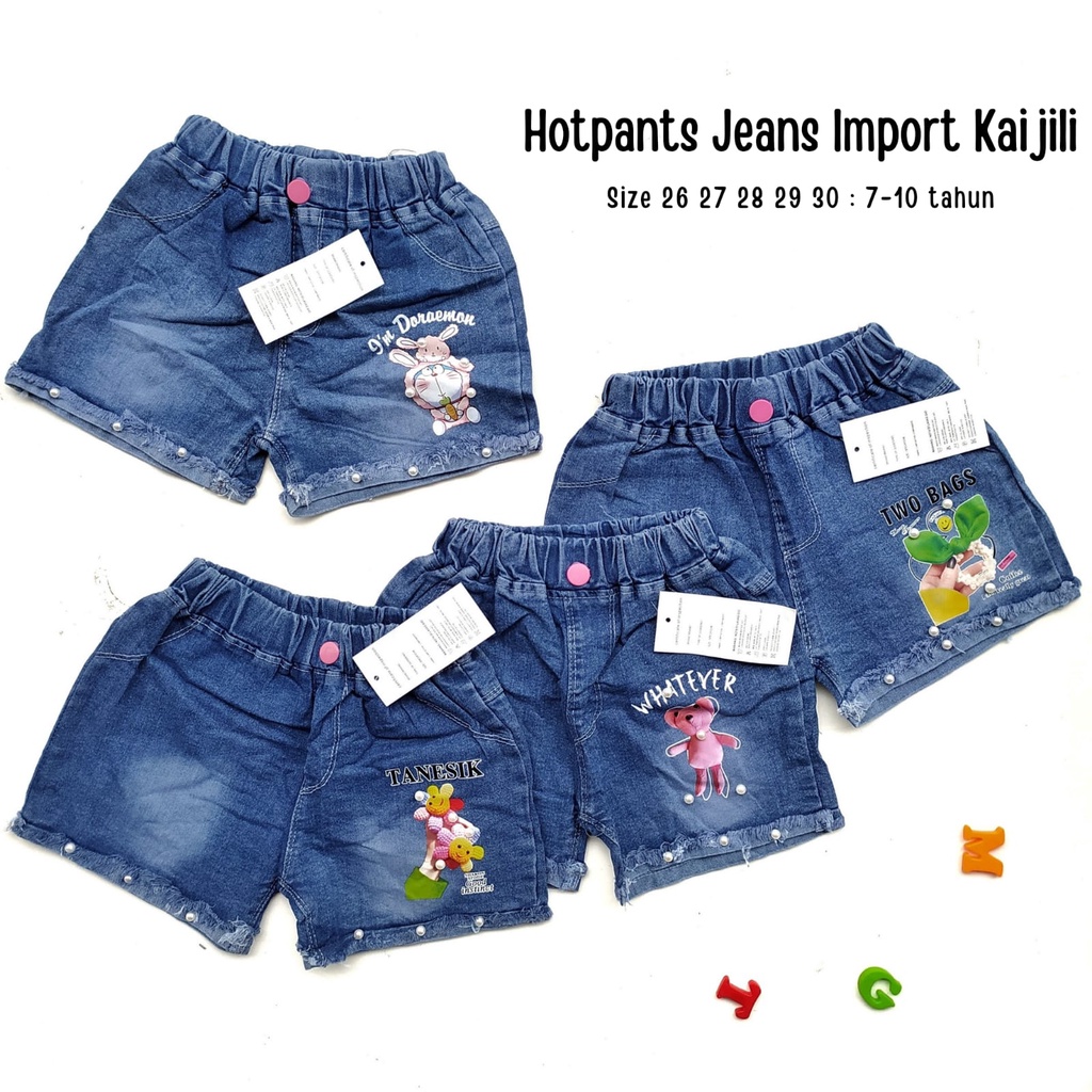 Celana Pendek Jeans Jins Hotpants Import Anak Perempuan Cewek Usia 6 7 8 9 10 Tahun Mutiara Rawis