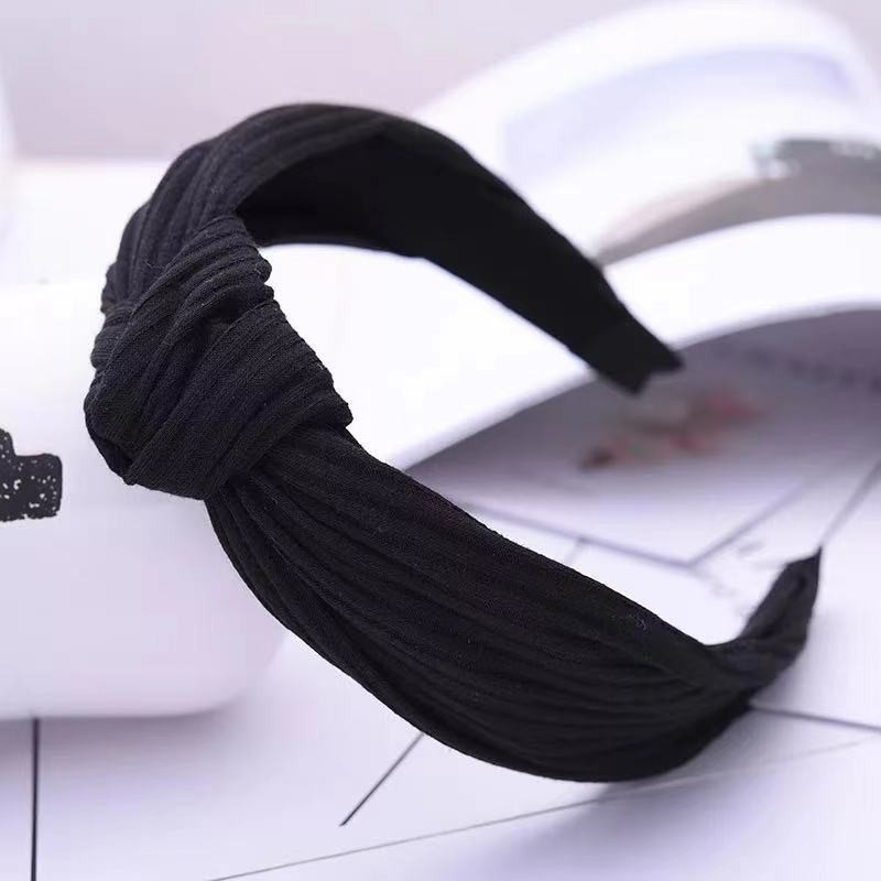 Bando Korea Bandana Wanita Murah Bando Polos Bando Simpul Aksesoris Rambut Wanita Import-AR-59 Hitam