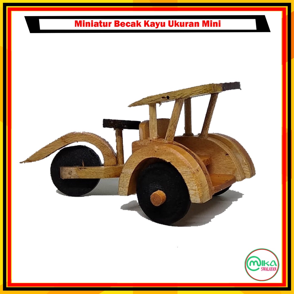 Miniatur Becak kayu jawa | Dekorasi rumah | Diecast Becak Tradisional berbahan kayu kuat