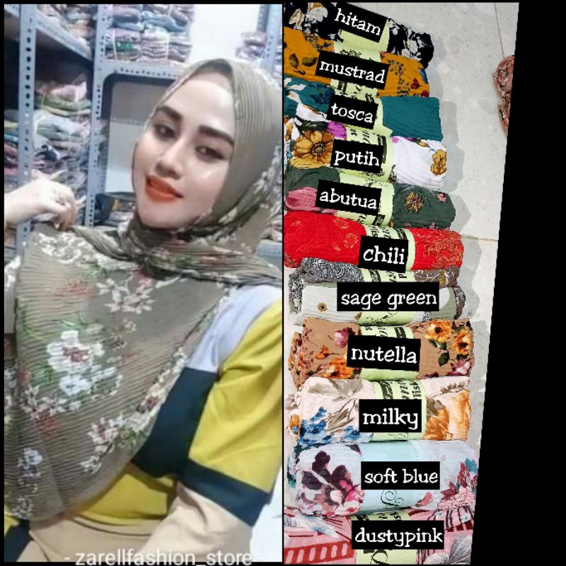 ZARELLFASHION - PASMINA PLISKET BUNGA / PHASMINA PLISKET MOTIF
