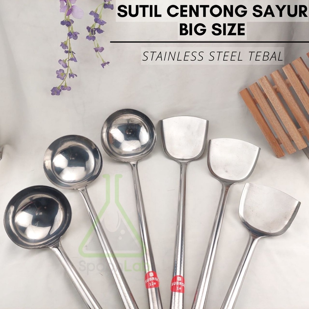 Centong dan Sutil Stainless Steel Tebal untuk Wajan Besar
