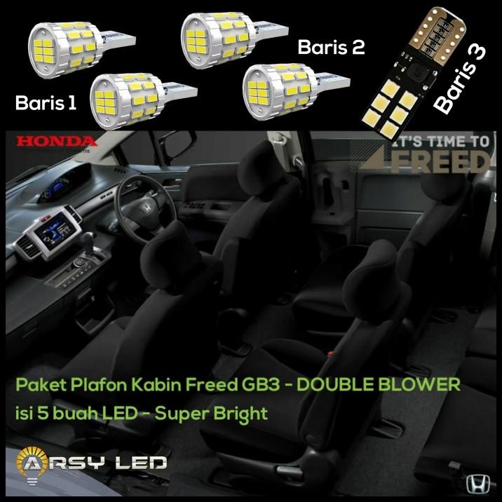 Lampu Plafon Kabin Honda Freed Double Blower Isi 5 Led Super Terang