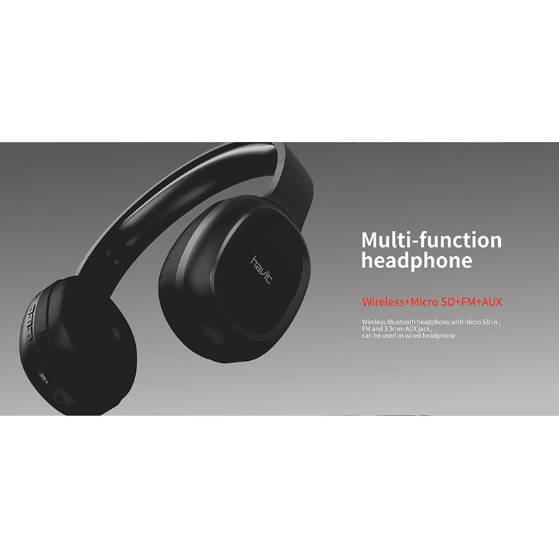 HAVIT Wireless Bluetooth on-Ear Headphones with Built-In Microphone Noise Cancellation Foldable