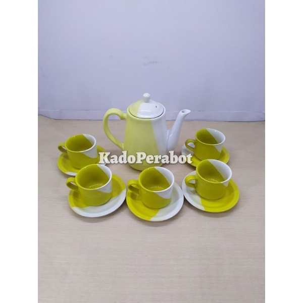 teko satu set akura - teko keramik set - teko akura satu set