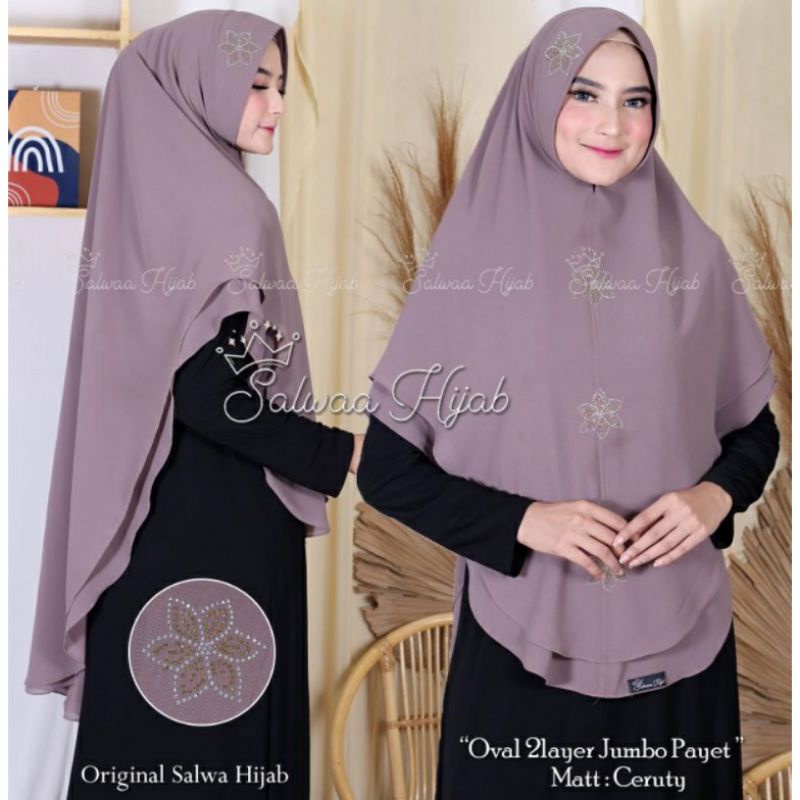 SYAR'I JUMBO 2 LAYER OVAL ORI  MOTIF BUNGA PET ANTEM/KHIMAR JUMBO 2 LAYER OVAL ORI  MOTIF BUNGA