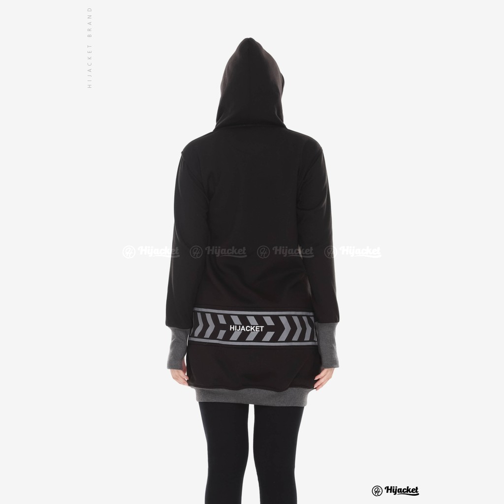 jaket wanita muslimah keren size big size warna BLACK, jaket hijacket yukata keren 2019-2