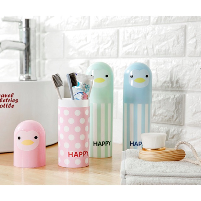 Travel toiletries bottle HAPPY botol tempat sikat gigi dan odol