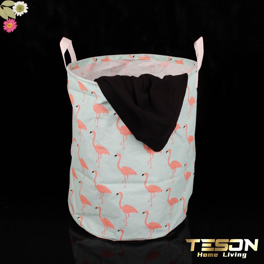 Keranjang Baju Tempat Pakaian Kotor Canvas Lipat Bulat / Laundry Bag