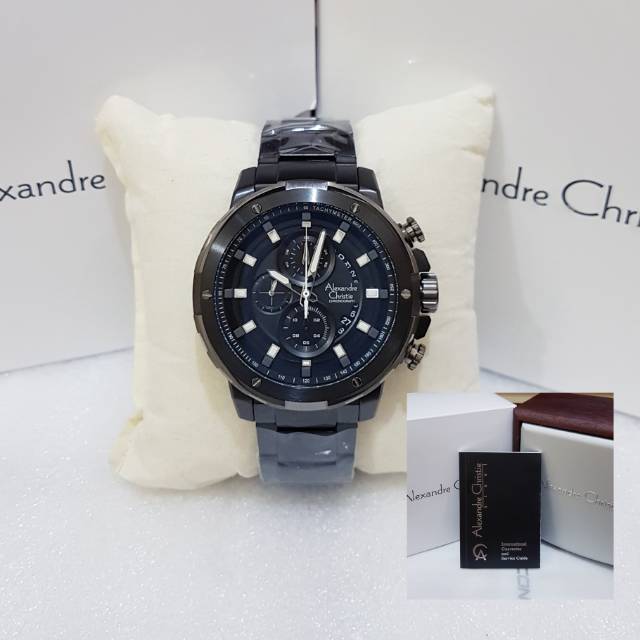 ALEXANDRE CHRISTIE AC 6528 BLACK GREY JAM TANGAN PRIA ORIGINAL