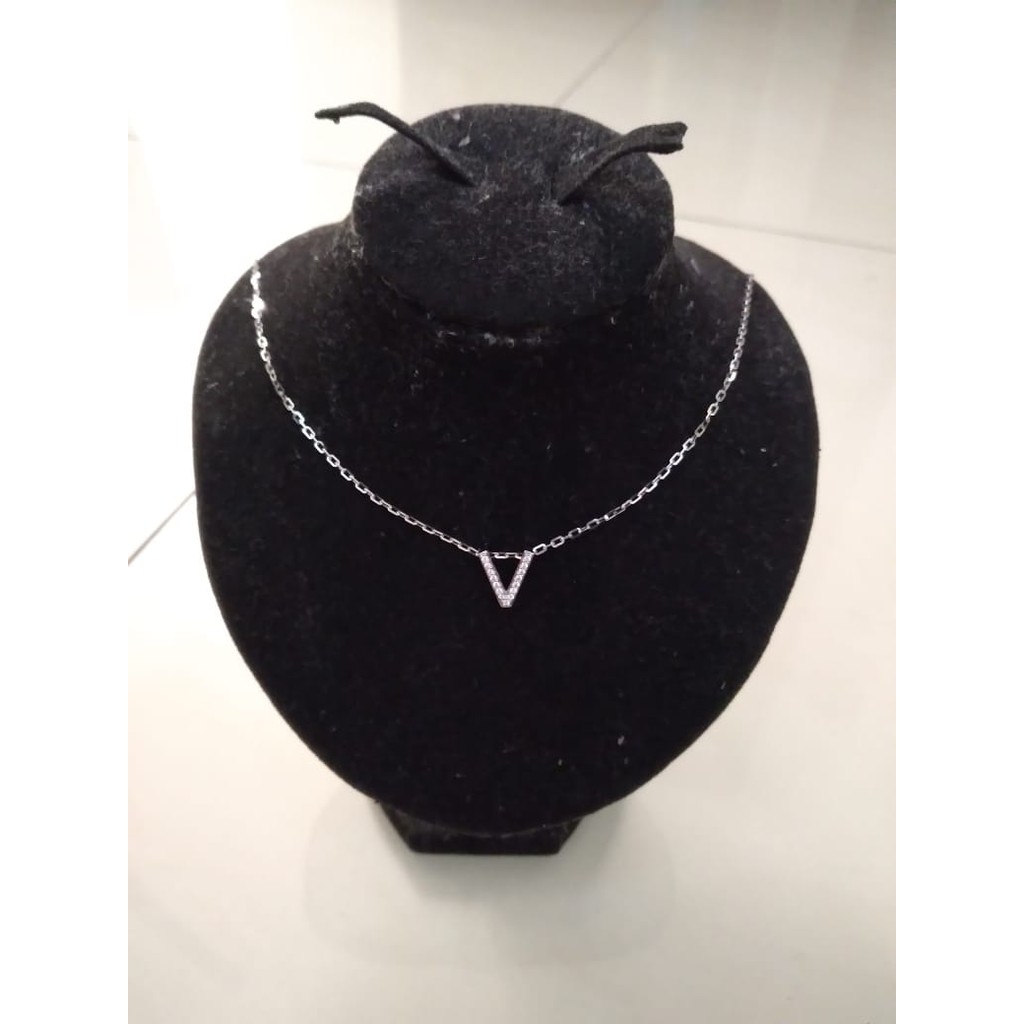 Set Kalung dan Liontin Hala Gold Huruf V Elegant Emas Asli Kadar 75.5%