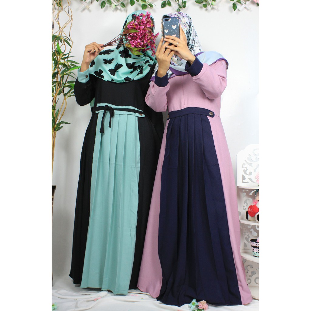 Gamis polos rempel Shappire ria ricis tengah polos simple baju remaja wanita L xxL jumbo big size